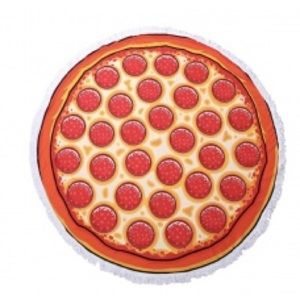 Pepperoni pizza luxury round beach towel